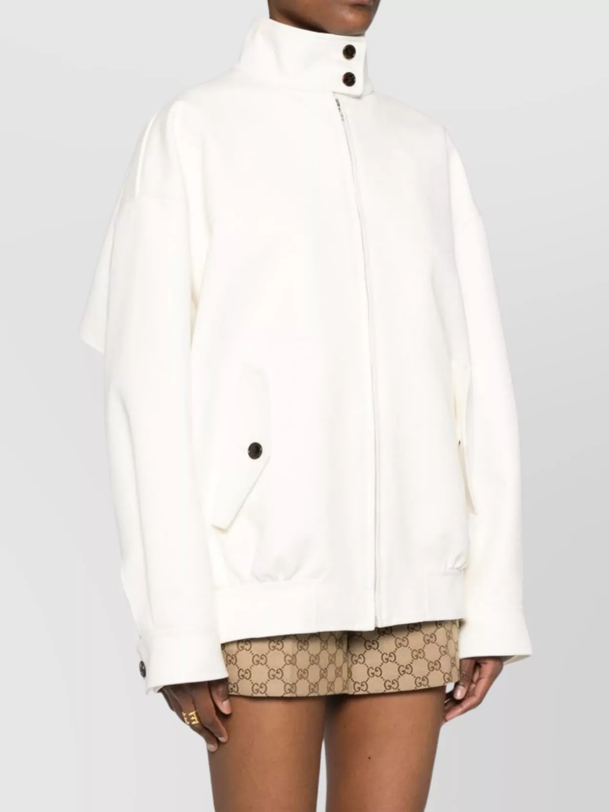 Gucci Band Collar Oversized Front Pockets Jacket