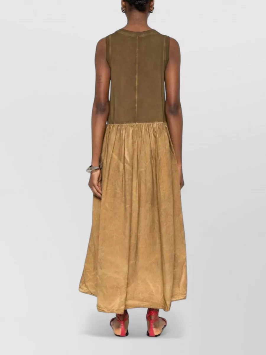 Uma Wang Maxi Dress Gathered Waist Round Neck Sleeveless