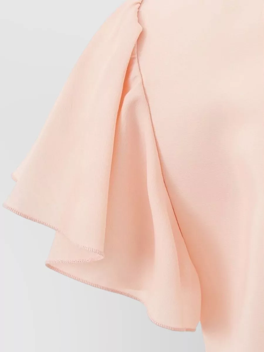Lardini V-Neck Wrap Ruffled Asymmetric Midi Dress
