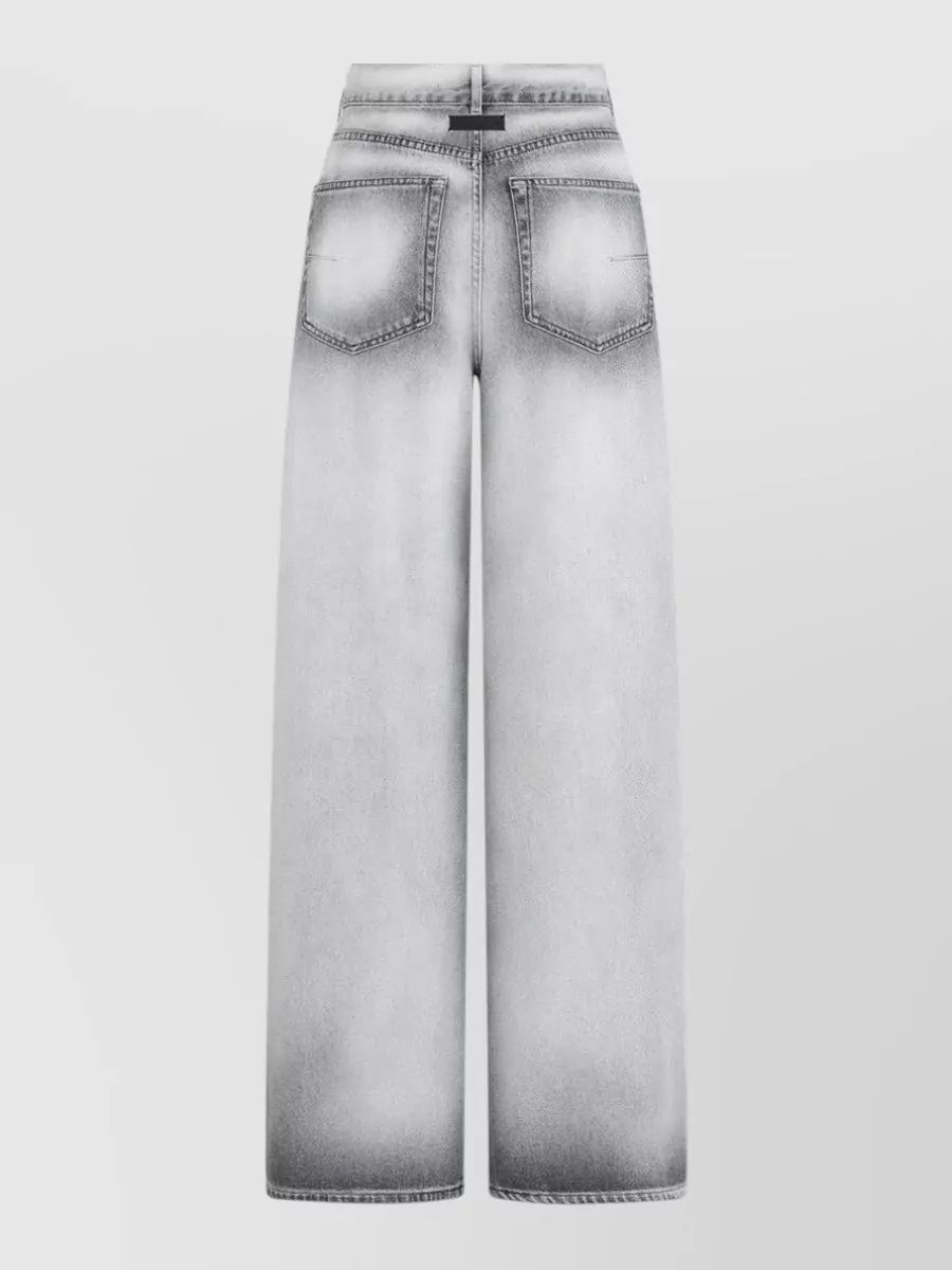 Dior Wide-leg Denim Trousers Pockets In Gray