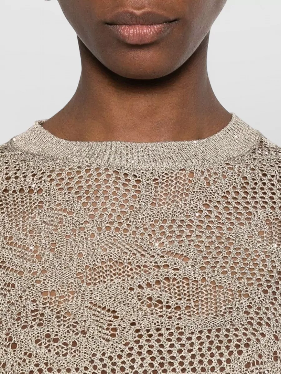Fabiana Filippi Openwork Short-Sleeve Blouse