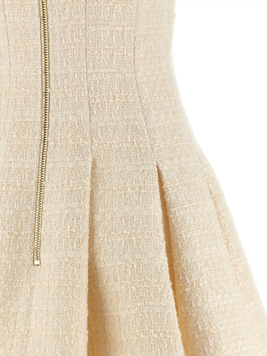 Balmain Tweed Sweetheart Neck Sleeveless Mini Dress