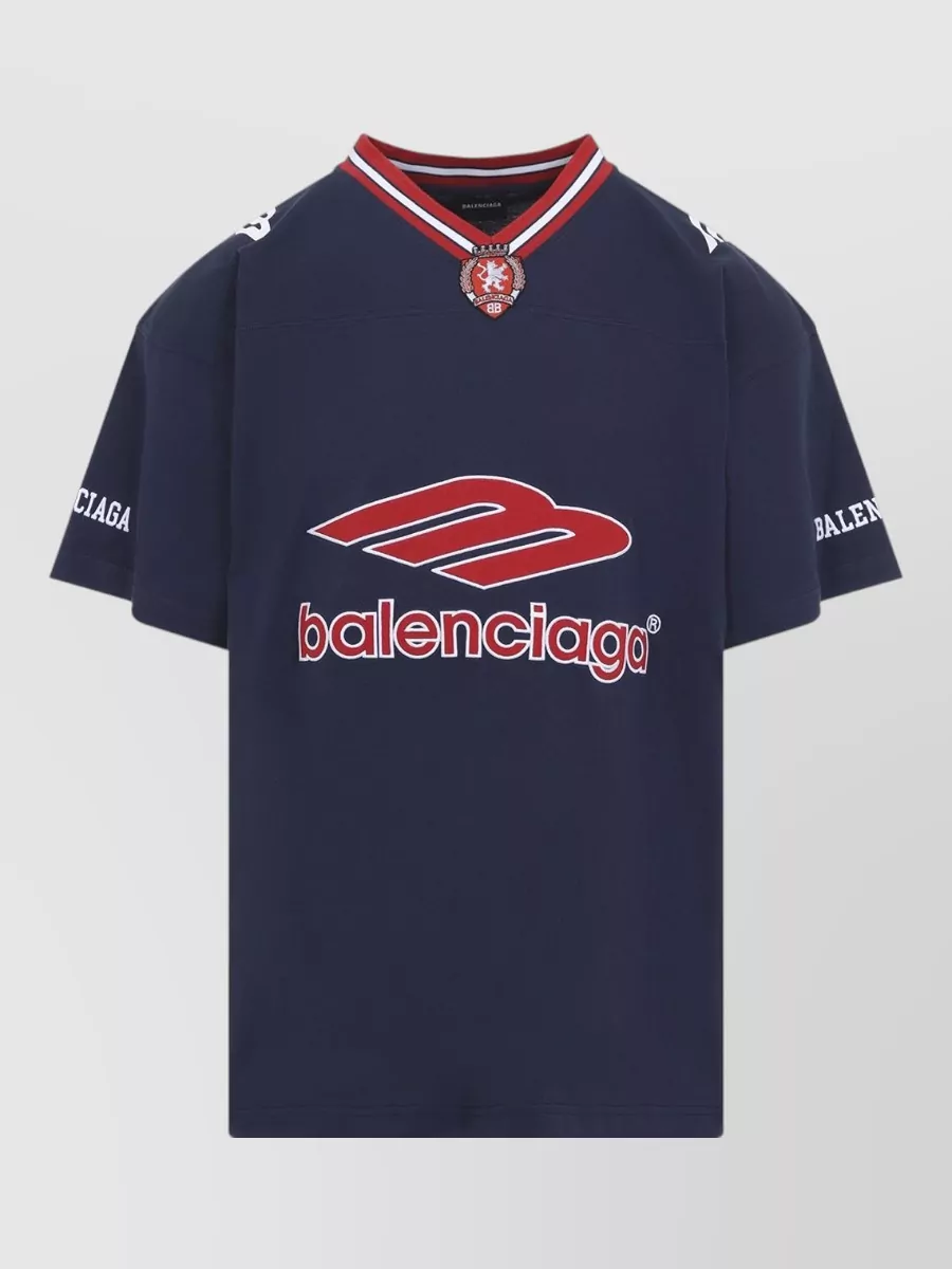 Balenciaga V Neck T Shirt Contrast Trim