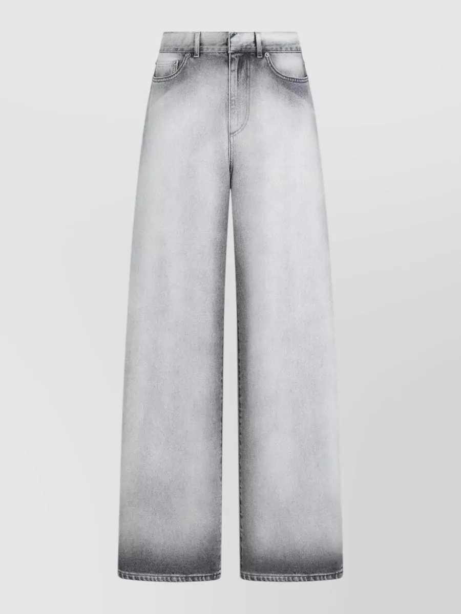 Dior Wide-leg Denim Trousers Pockets In Gray