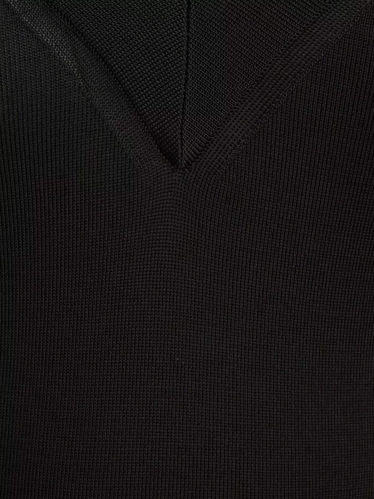 Saint Laurent Ribbed Texture Stretch Fit V-Neckline Dress