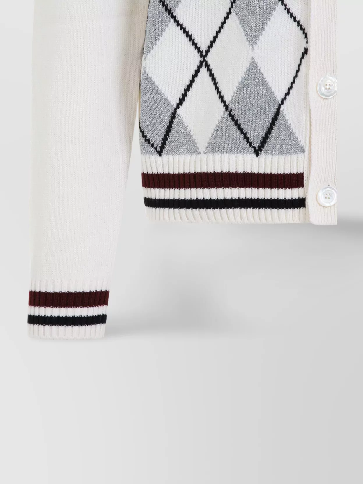 Gucci Argyle Lurex Wool Cardigan