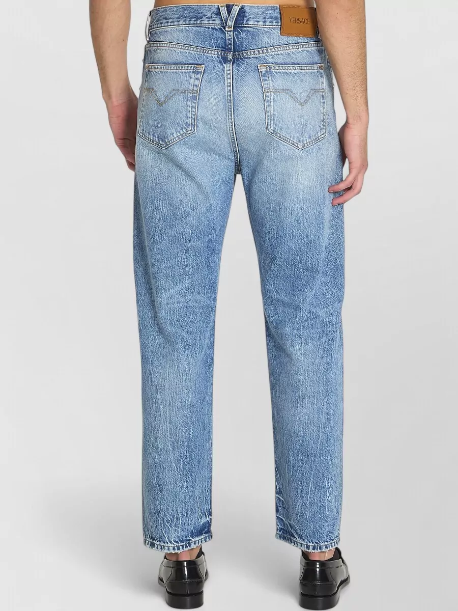 Versace Stone Wash Denim Jeans Stud Detail