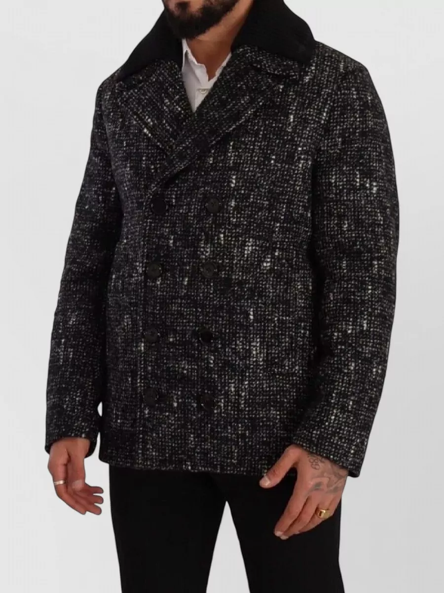 Dolce&Gabbana Wool Alpaca Speckled Double-Breasted Peacoat