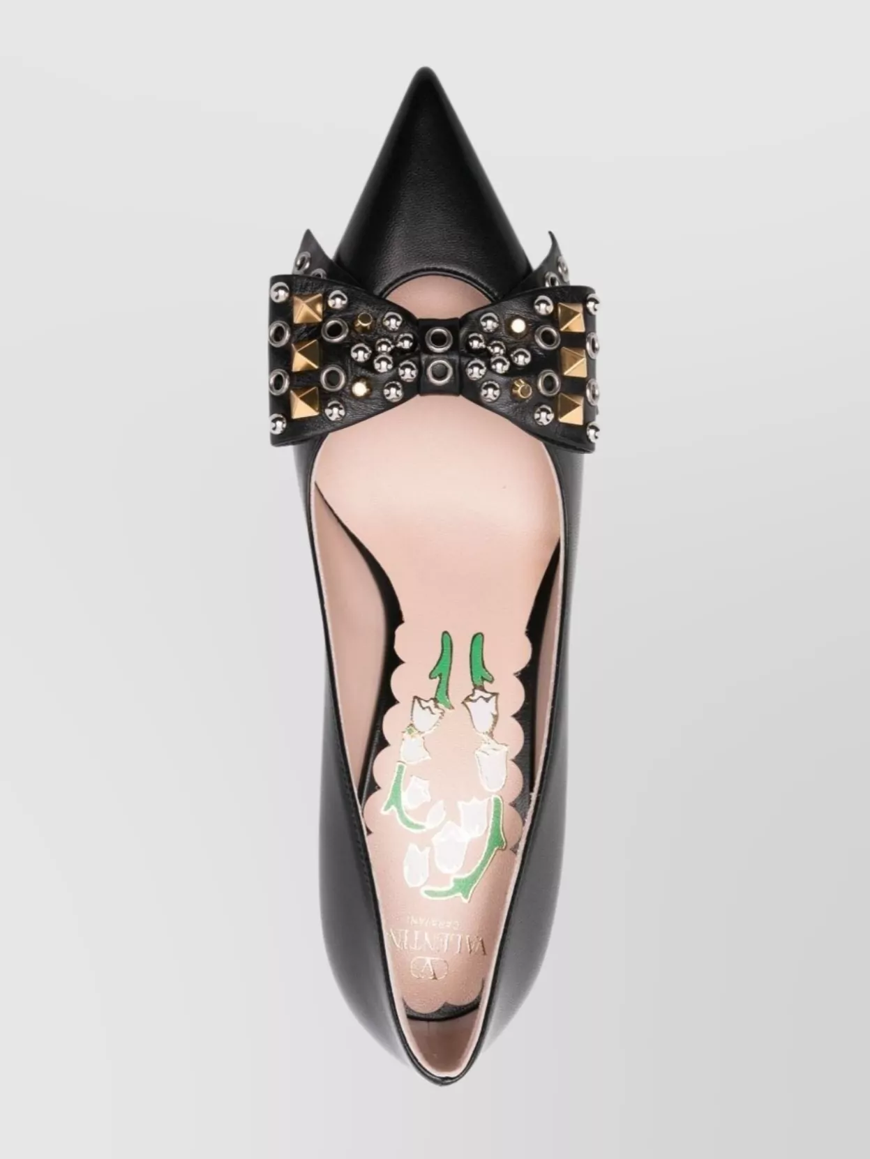 Valentino Chic Kitten Heel Pumps With Studded Bow In Black