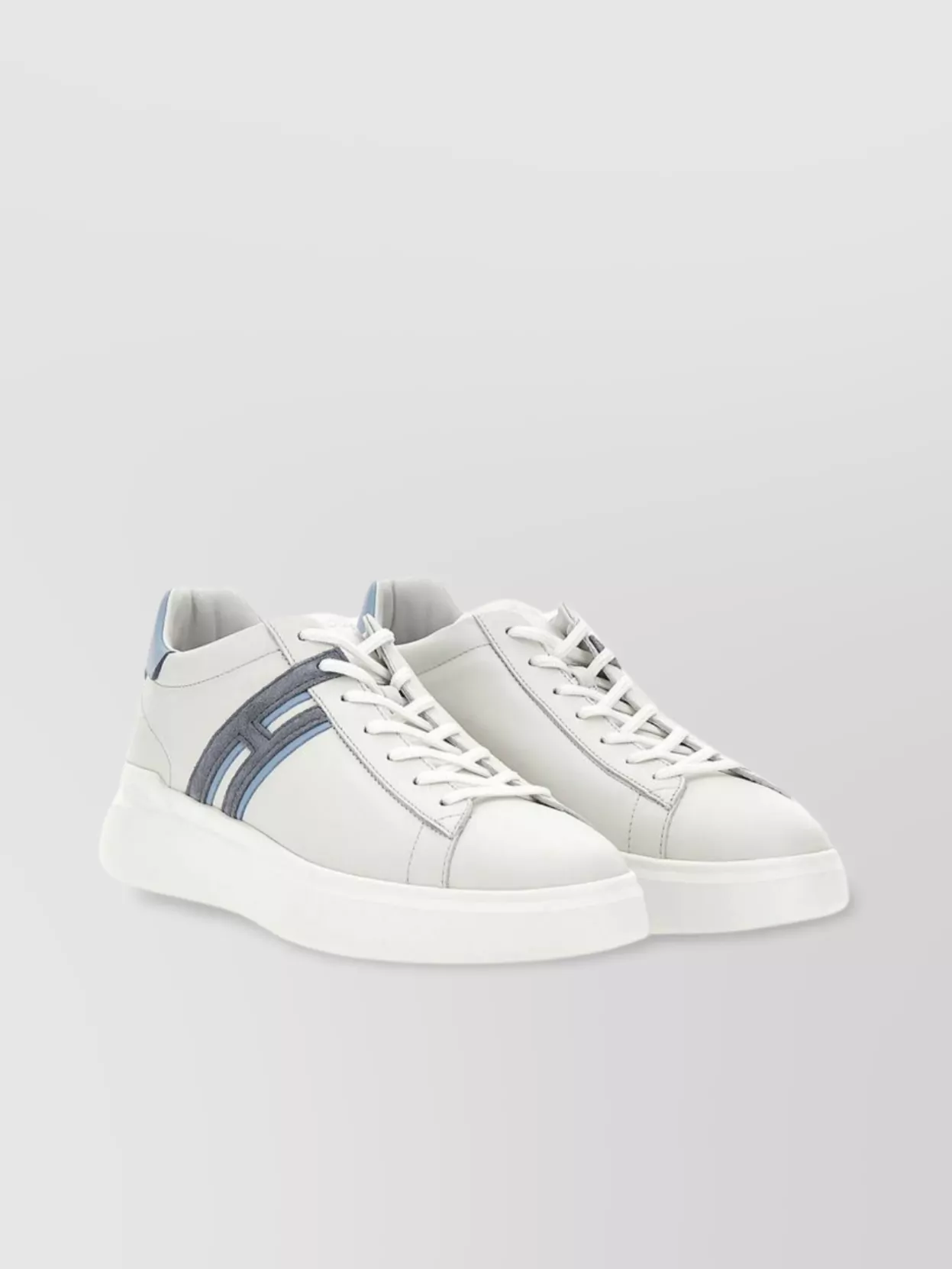 Shop Hogan Leather Sneakers With Color Block Design