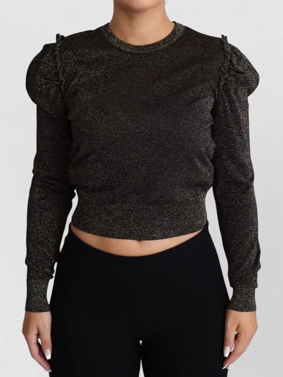 Dolce&Gabbana Glitter cropped puff-sleeve sweater