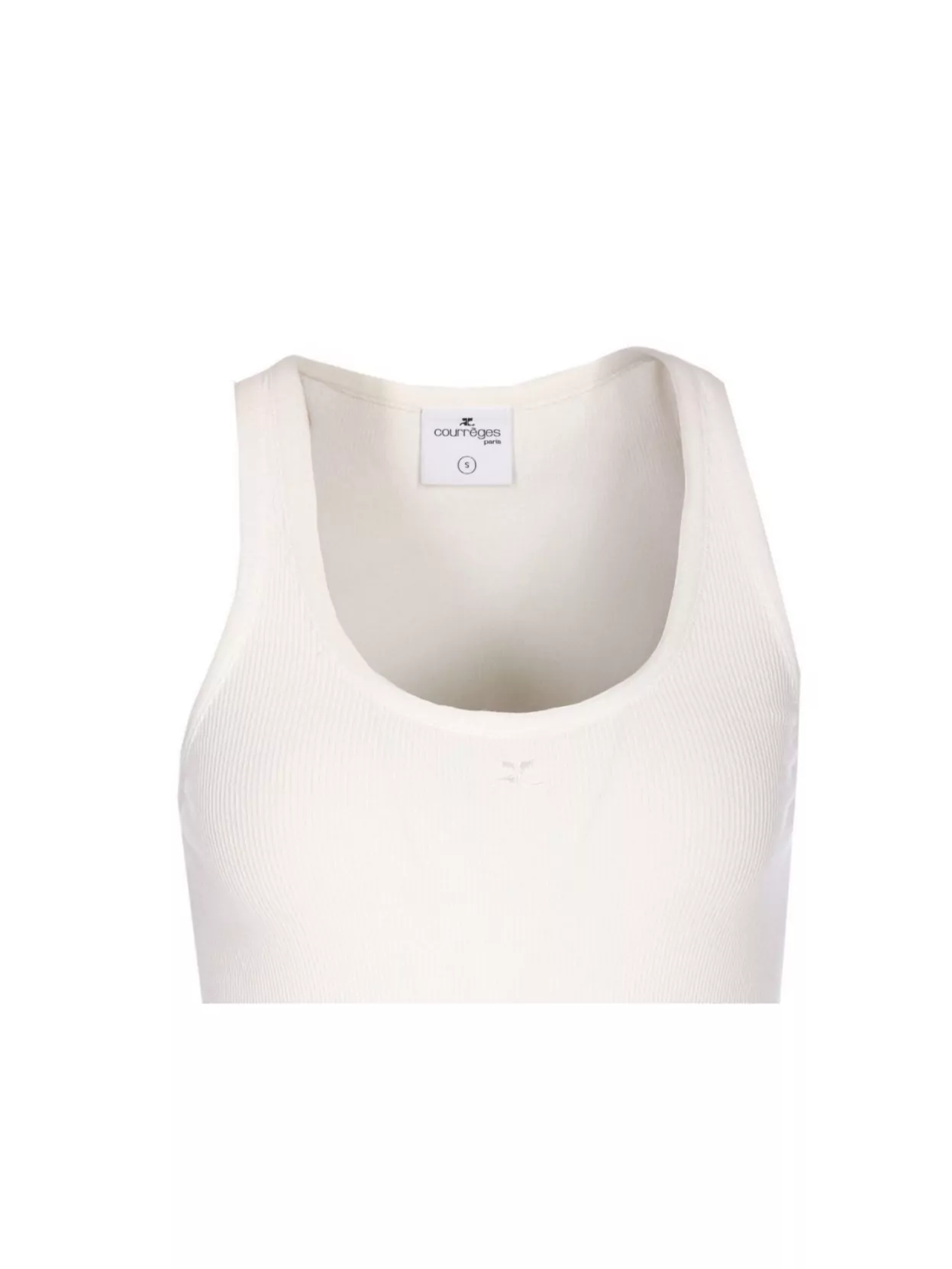 Shop Courrèges Crewneck Meduse Knit Mini Ribbed Scoop Sleeveless