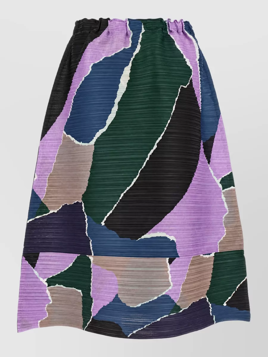Pleats Please Issey Miyake Printed Pleated Midi Skirt
