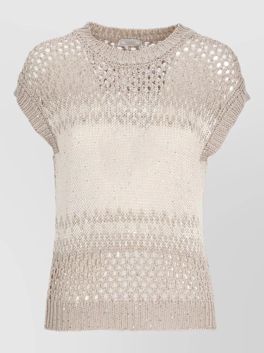 Peserico Sleeveless Sequin Cutout Sweatshirt