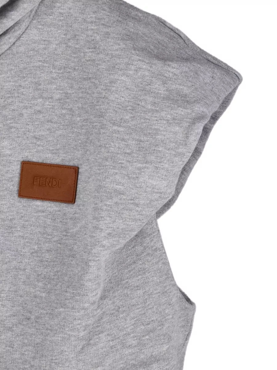 Fendi Cotton Sleeveless Cropped Hoodie