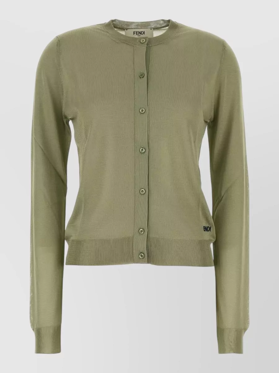 Fendi Ribbed slim-fit long-sleeve cardigan