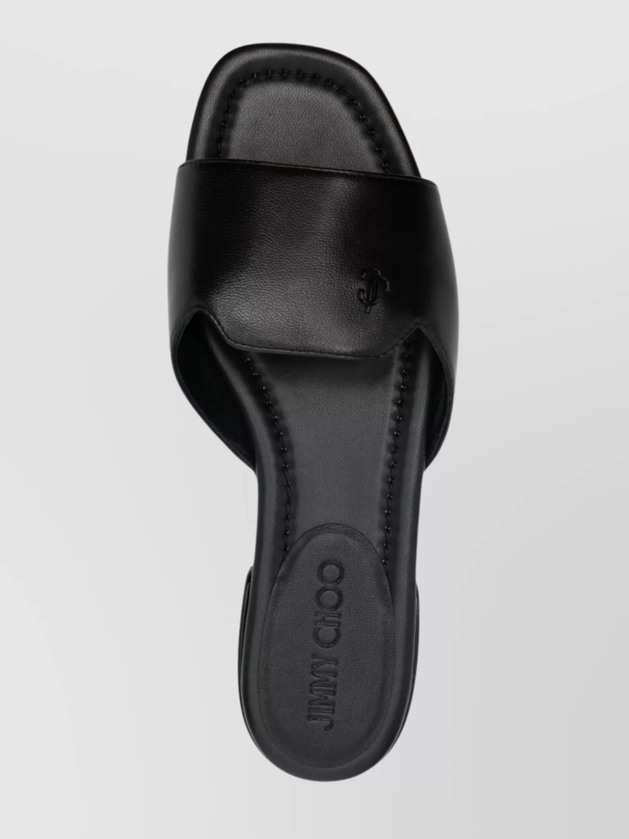 Shop Jimmy Choo Flat Leather Sandals With Square Open Toe