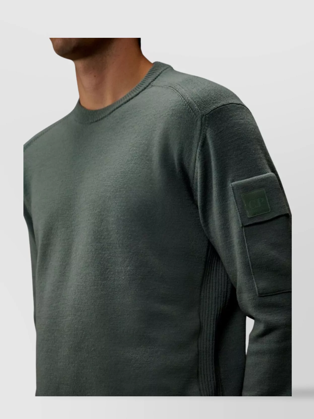 C.p. Company Crew Neck Long Sleeve Sweater With Patch Pocket