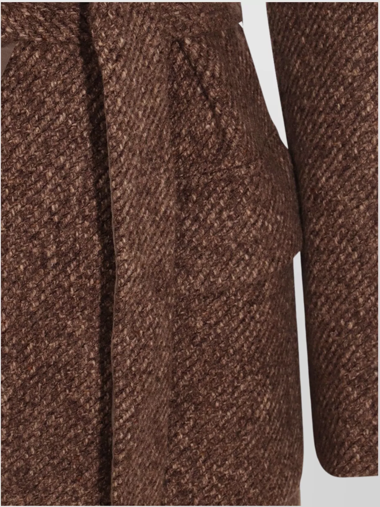 Brunello Cucinelli Waist Belted Long Length Textured Fabric Coat In Brown