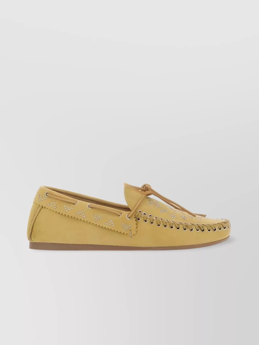 Shop Isabel Marant Studded Leather Slip-on Loafers In Yellow