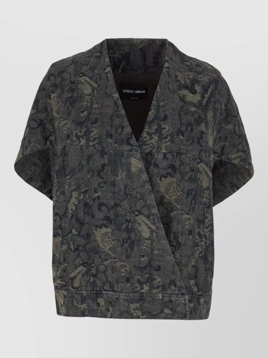 Giorgio Armani Denim floral jacquard single-breasted coat