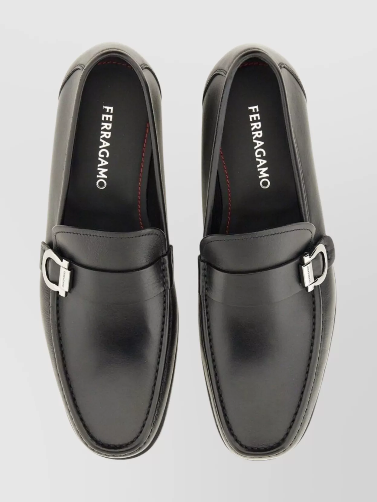 Ferragamo Buckle Detail Leather Sole Round Toe Moccasin