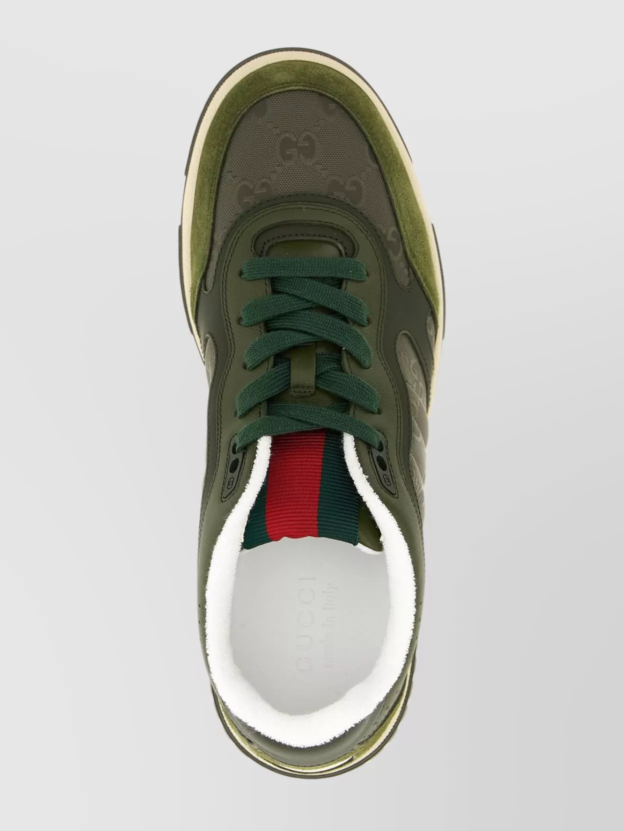 Gucci Round Toe Re-Web Sneakers With Contrast Panel