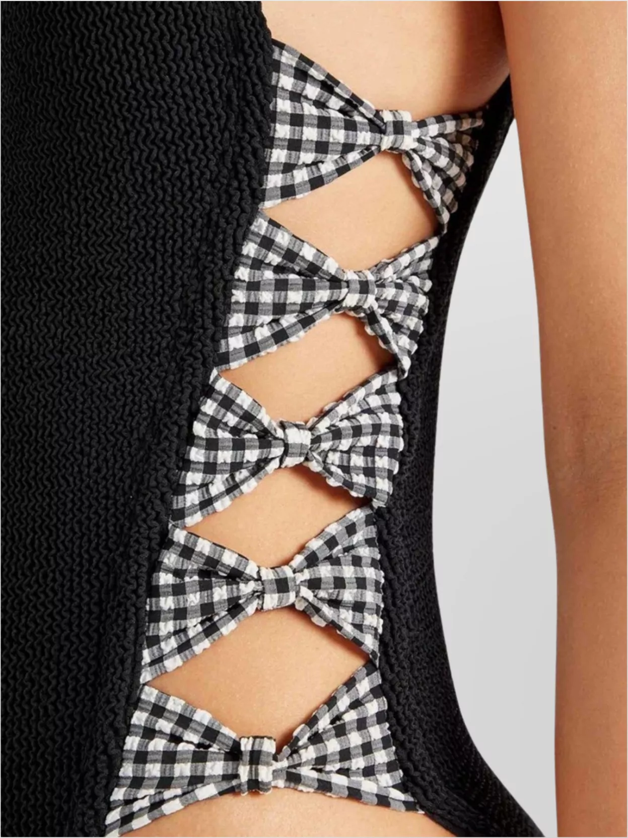 Hunza G Check Swim Bow Square Cutouts