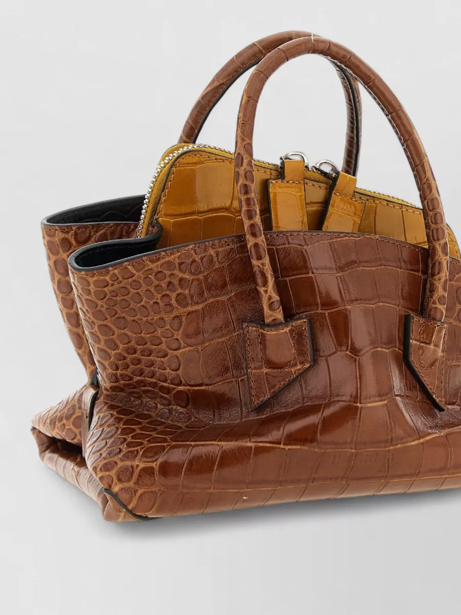 The Attico Mini Crocodile-Effect Leather Top-Handle Bag