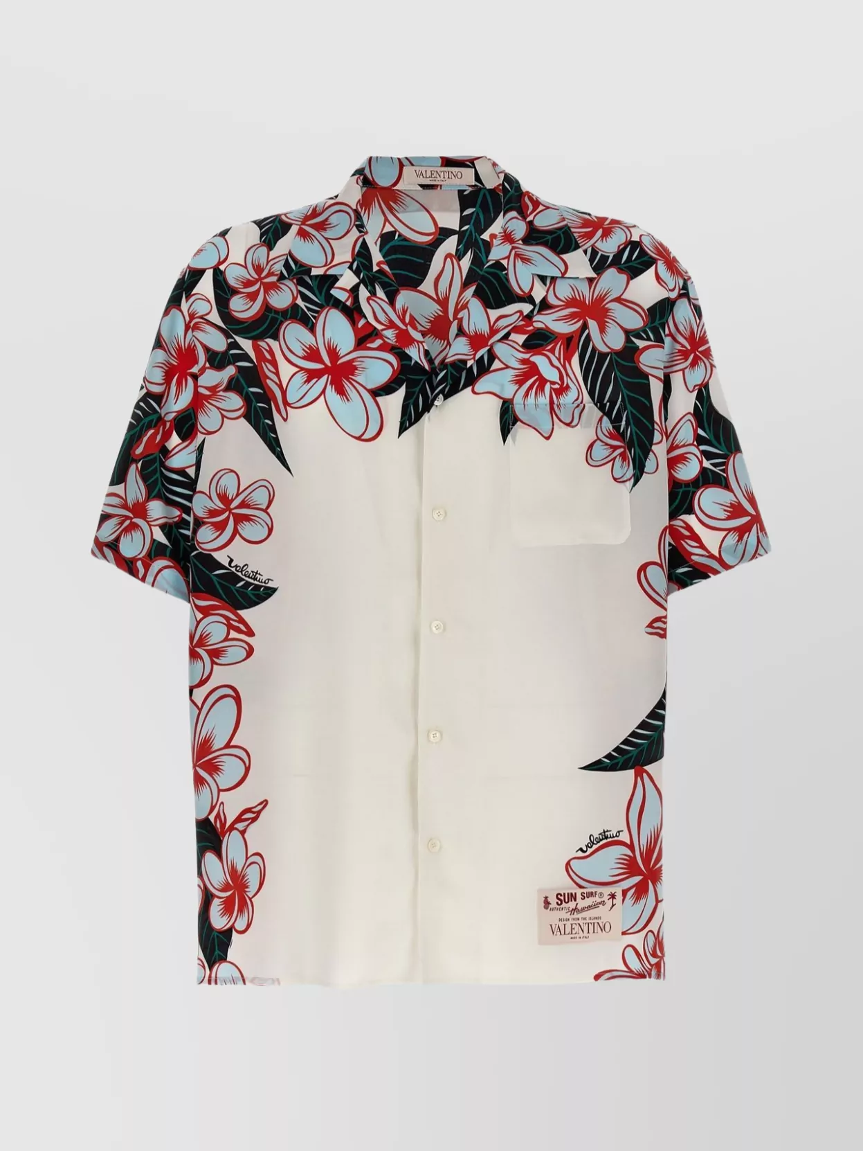 Valentino 'floral Print Camp Collar Shirt' In Neutral