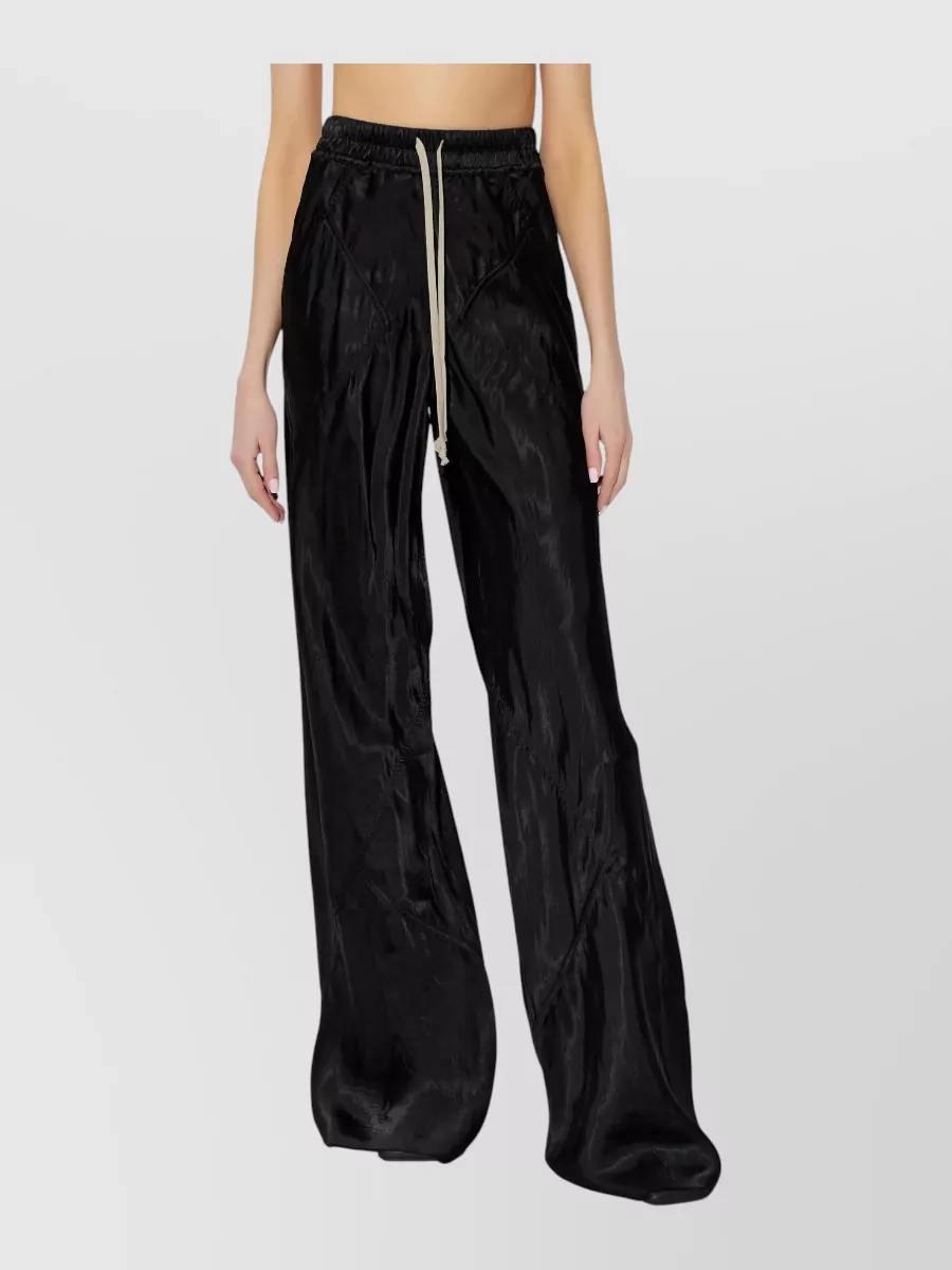 Rick Owens Drawstring Trousers Wide Leg Shiny Finish