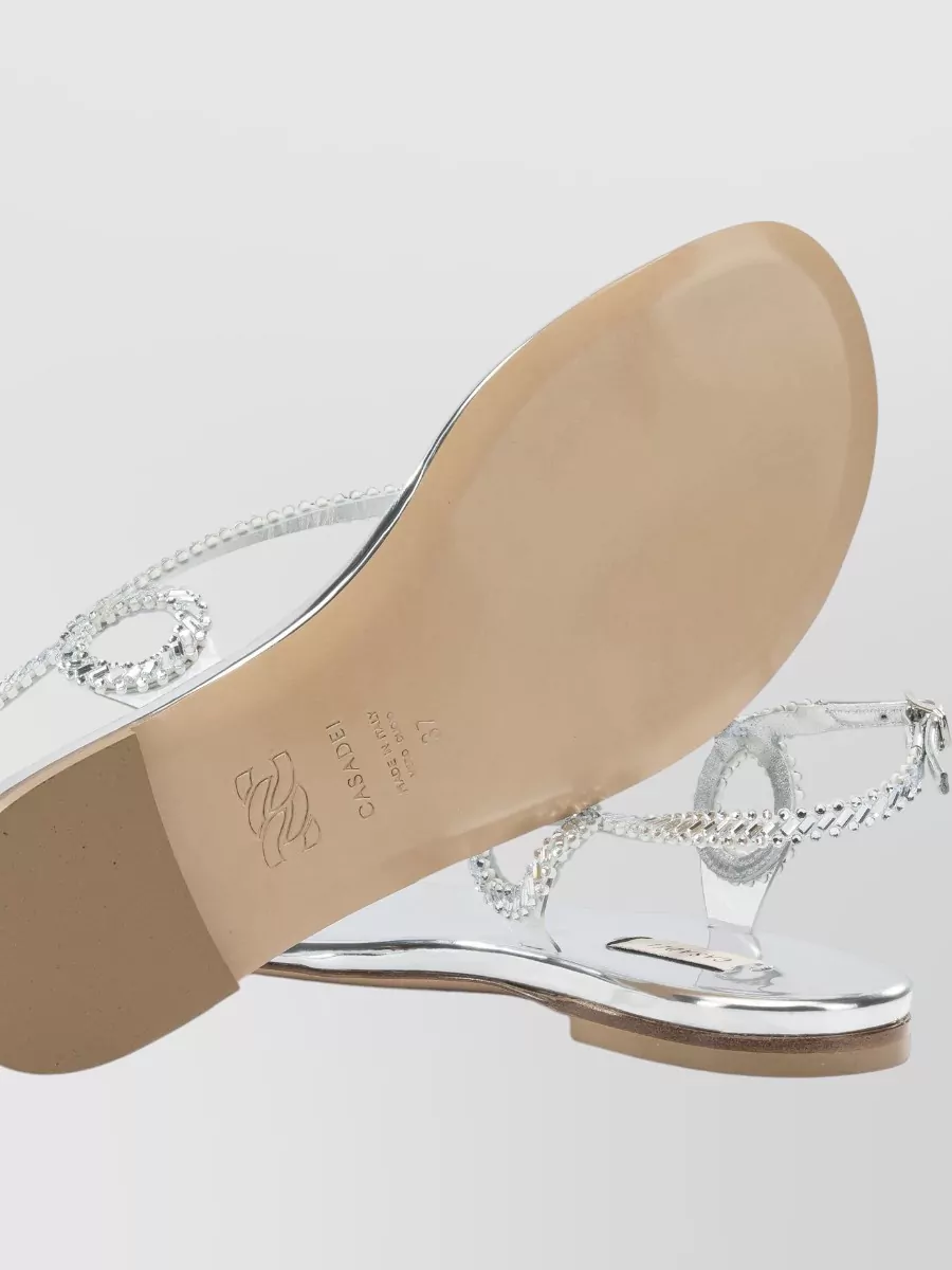 Casadei Open Toe Flat Sole Sandals Metallic