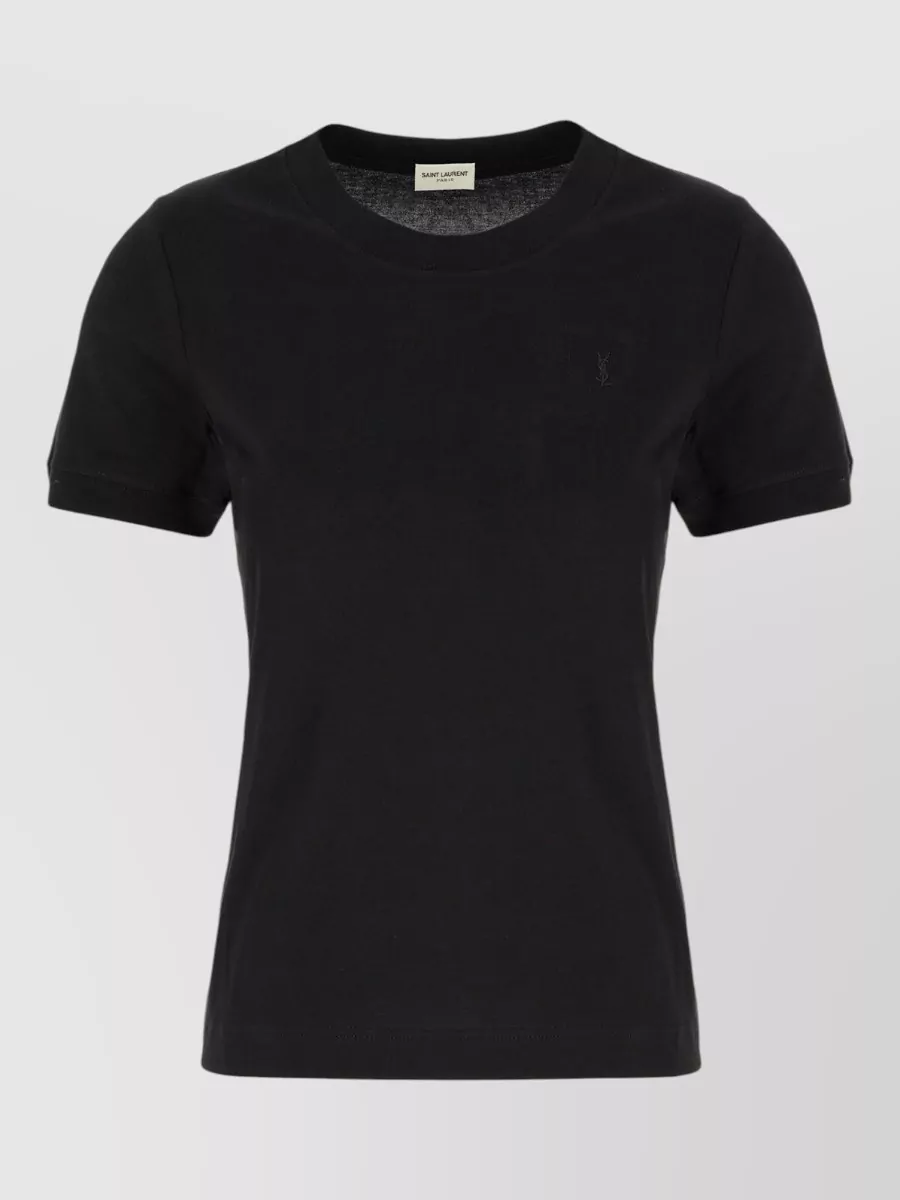 Saint Laurent ribbed cotton logo-embroidered t-shirt