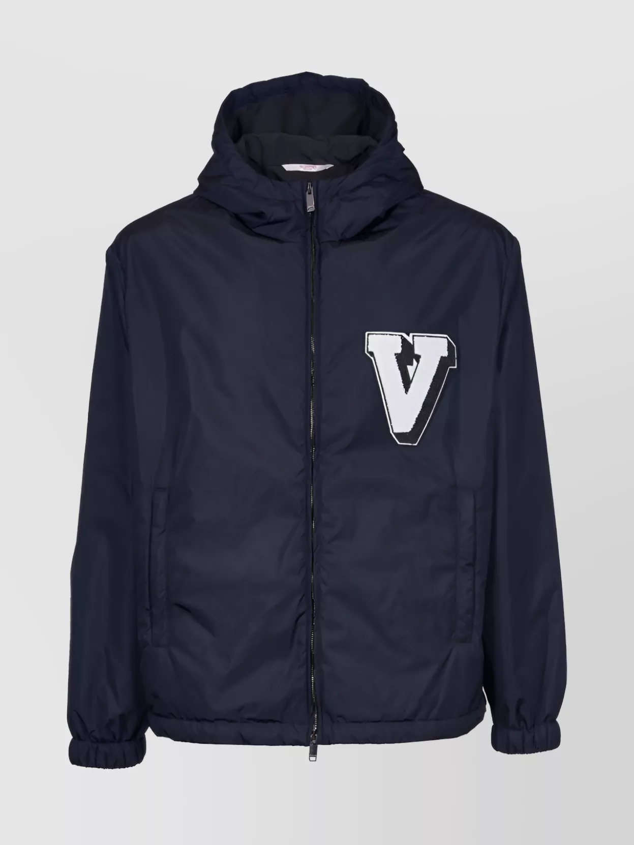 Shop Valentino Versatile Hooded Jacket With Elasticated Cuffs And Hem In Blue