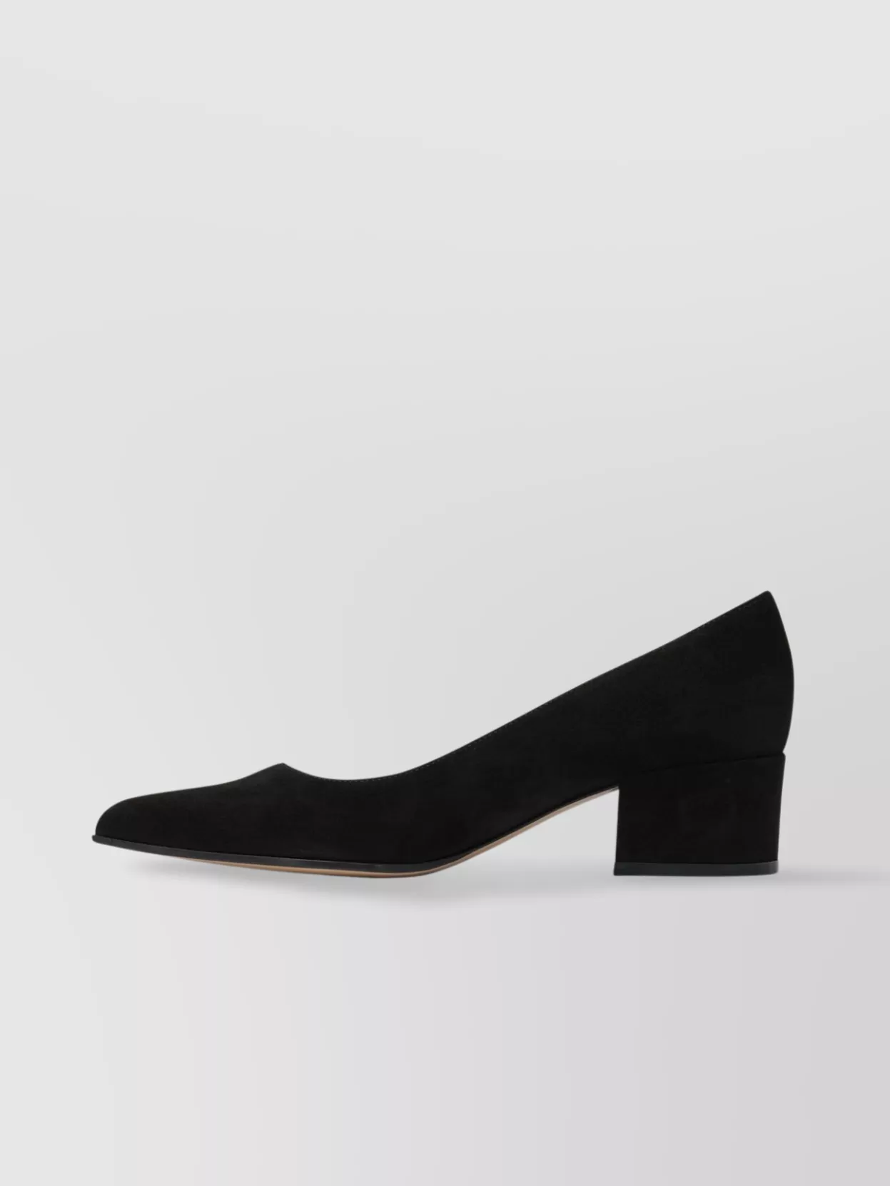 Gianvito Rossi Block Heel Suede Finish Pointed Toe Pumps