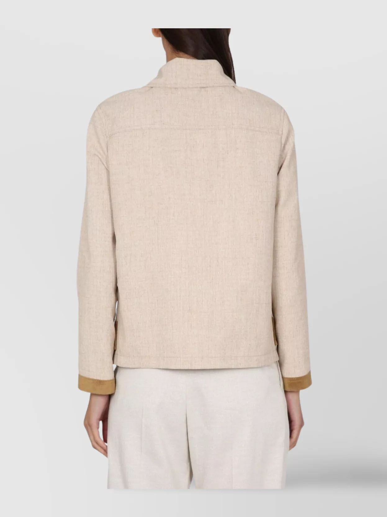 Fay Collar Trimmed Jacket Featuring Pockets