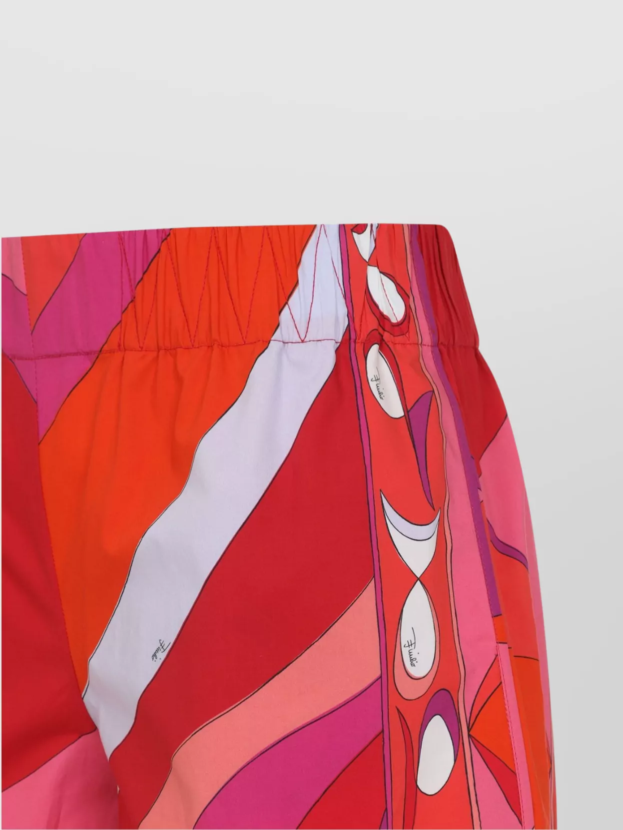 Pucci Geometric Design Cotton Shorts With Elastic Waistband In Multi