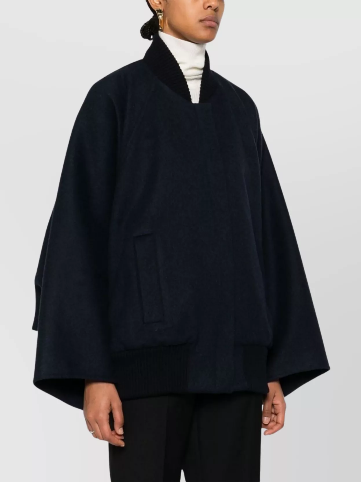Max Mara Cashmere Cape Baseball Collar