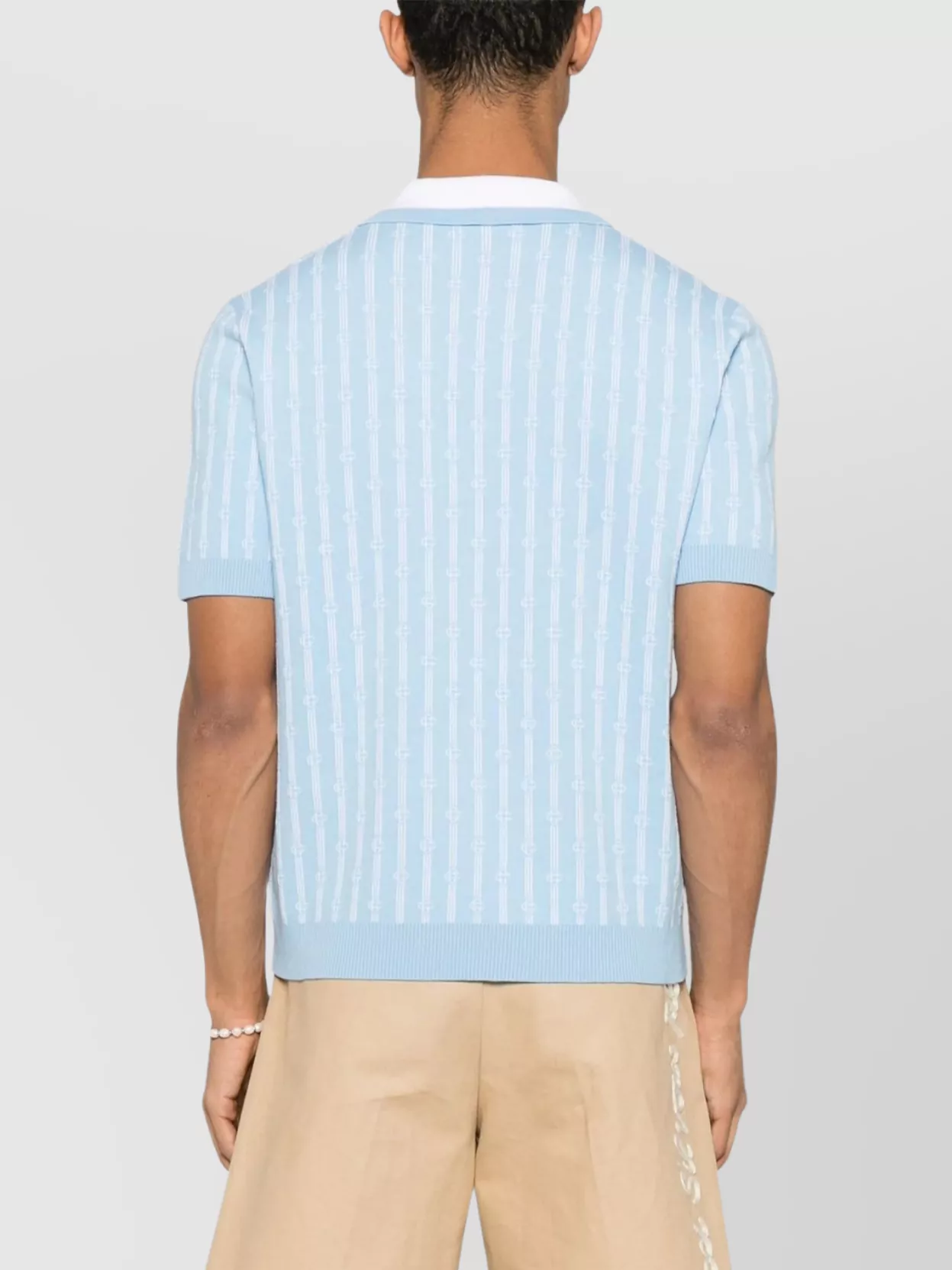 Shop Casablanca Monogram Knit Polo Shirt