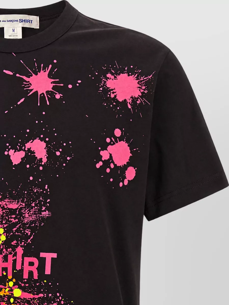 Comme Des Garçons Paint Splash Cotton Logo Print T Shirt