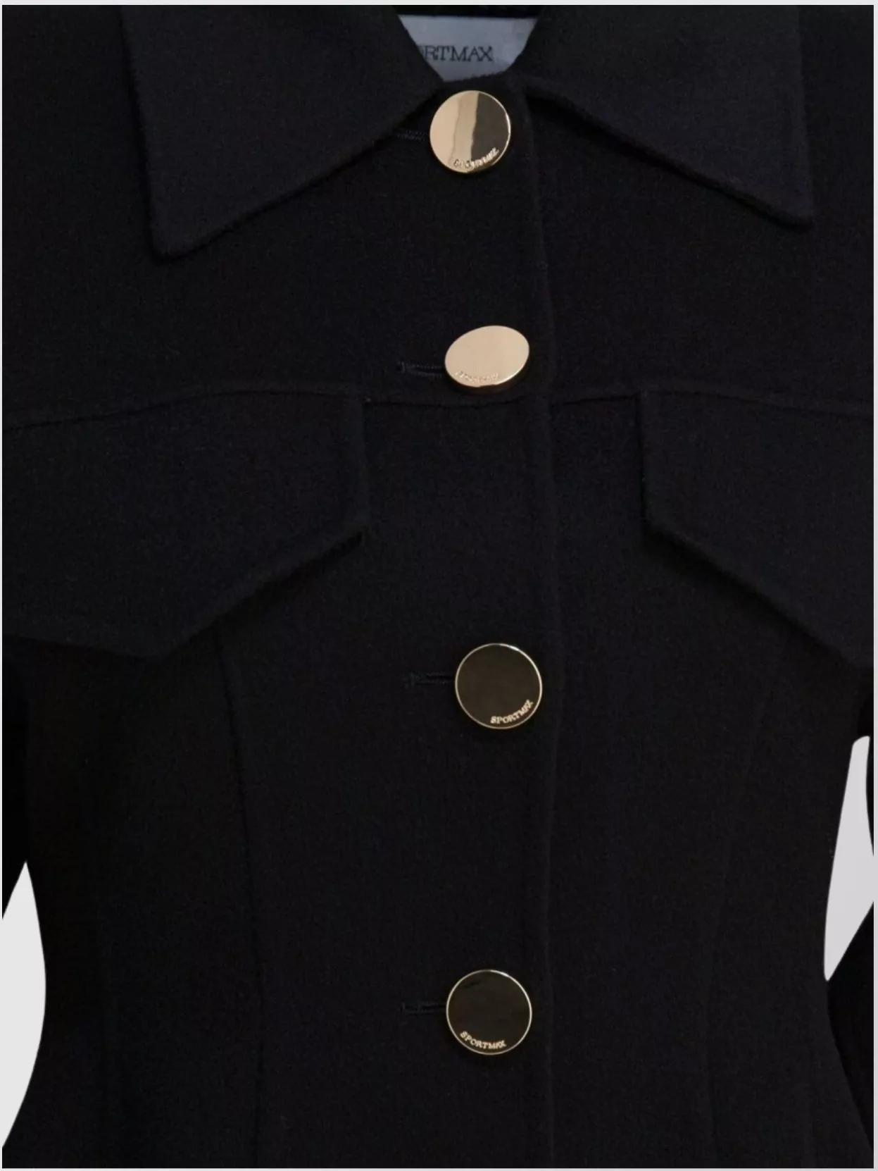 Sportmax Collared Flap Pockets Large Buttons Long Sleeves