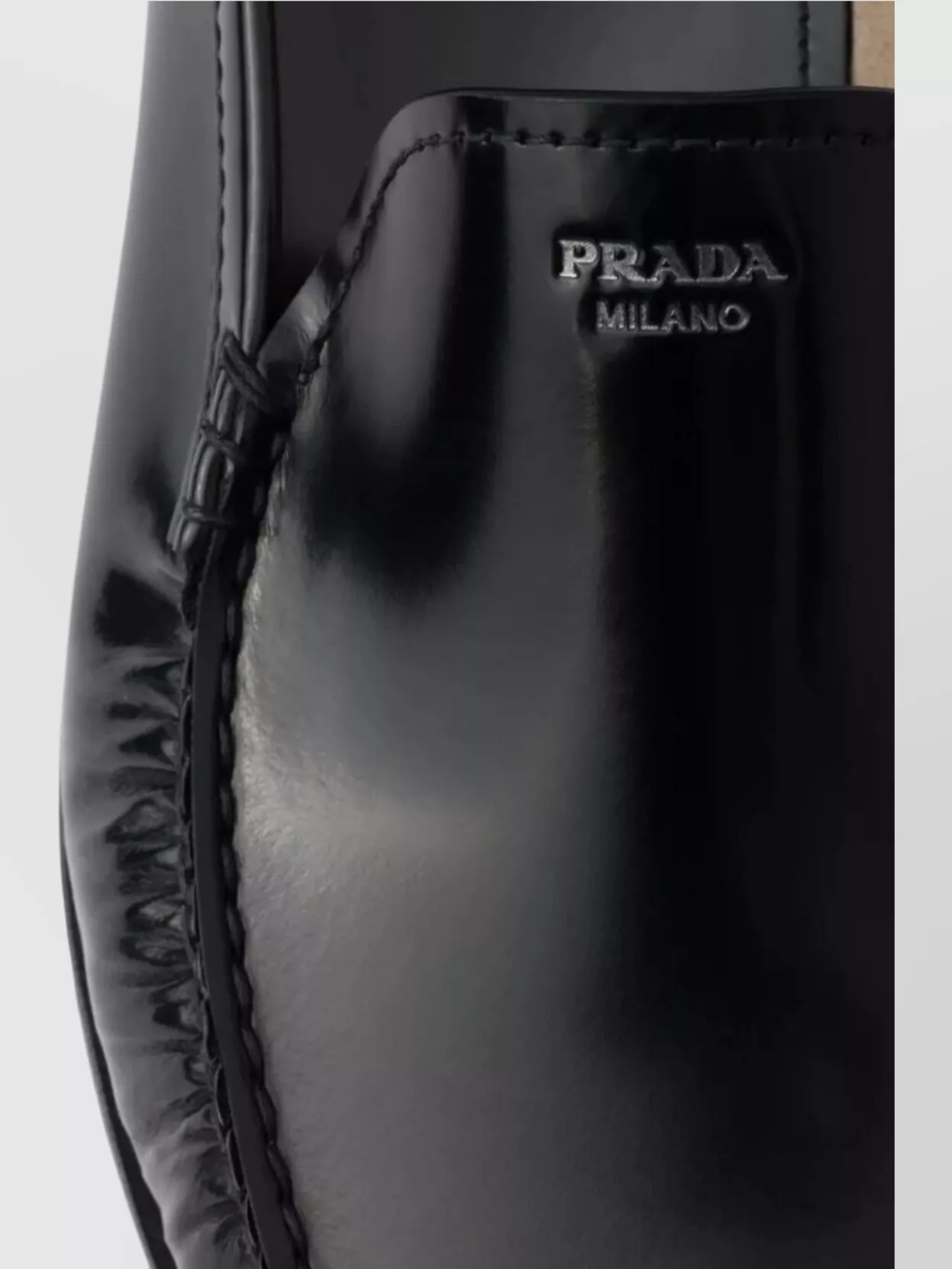 Prada Tapered Silhouette Leather Loafers With Round Toe