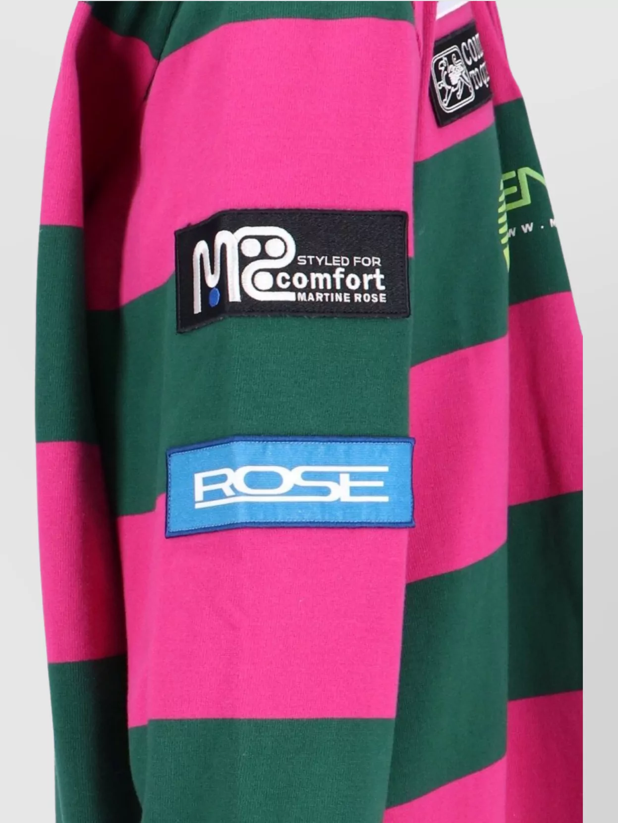 Martine Rose Striped Sweater With Denim Collar And Patches