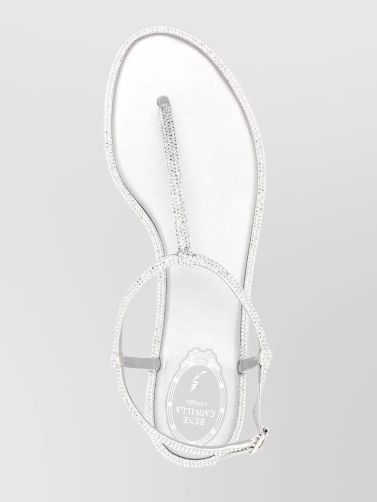Rene Caovilla Crystal T-Bar Leather Sandals