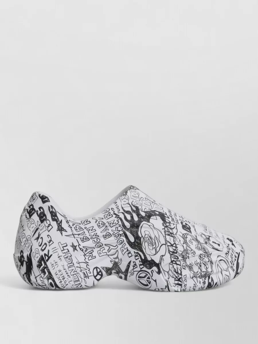 Dolce&Gabbana Leather Graffiti-Print Slip-On Sneakers