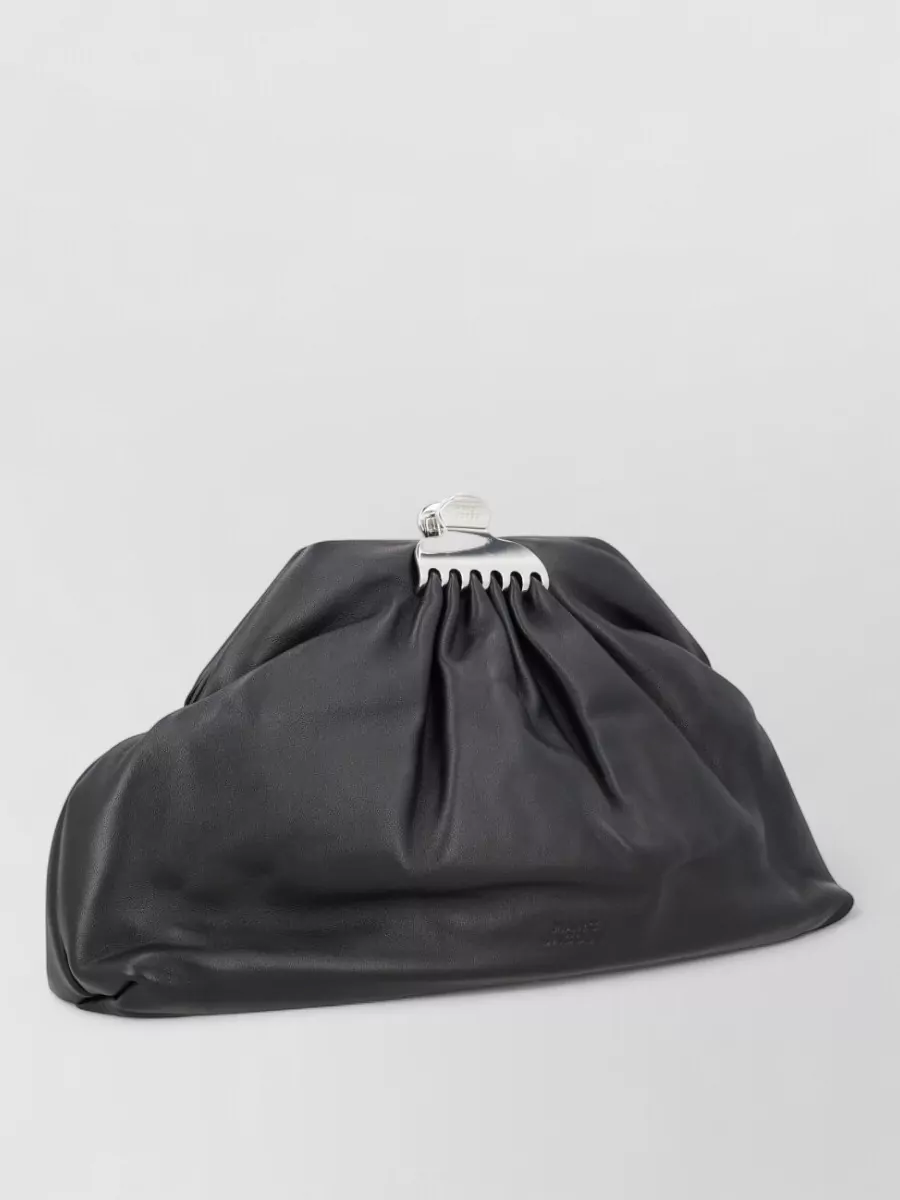 Marc Jacobs Pleated Clutch Bag Silver Tone Hardware