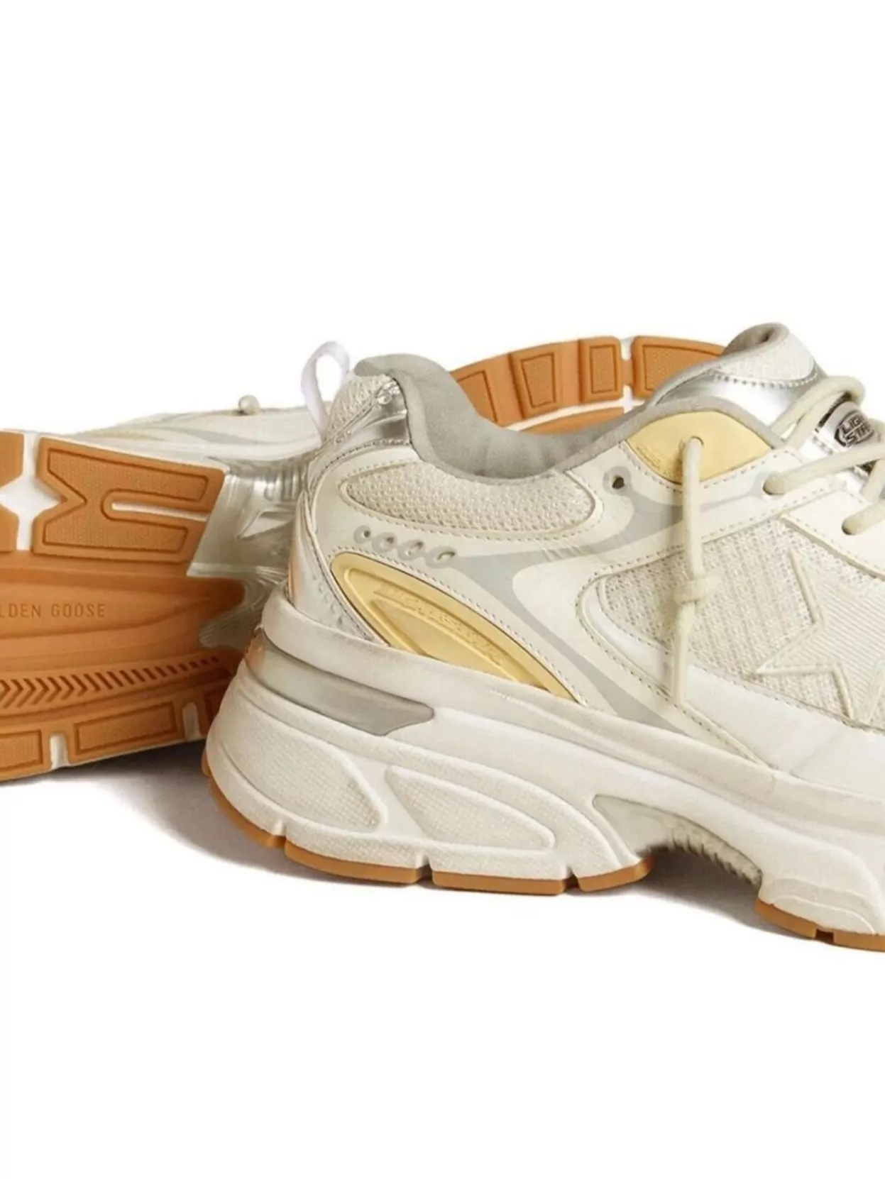 Golden Goose Lightstar White Low Top Sneakers With Logo Patch On The Tongue And Logo Lettering On The Heel In Lea