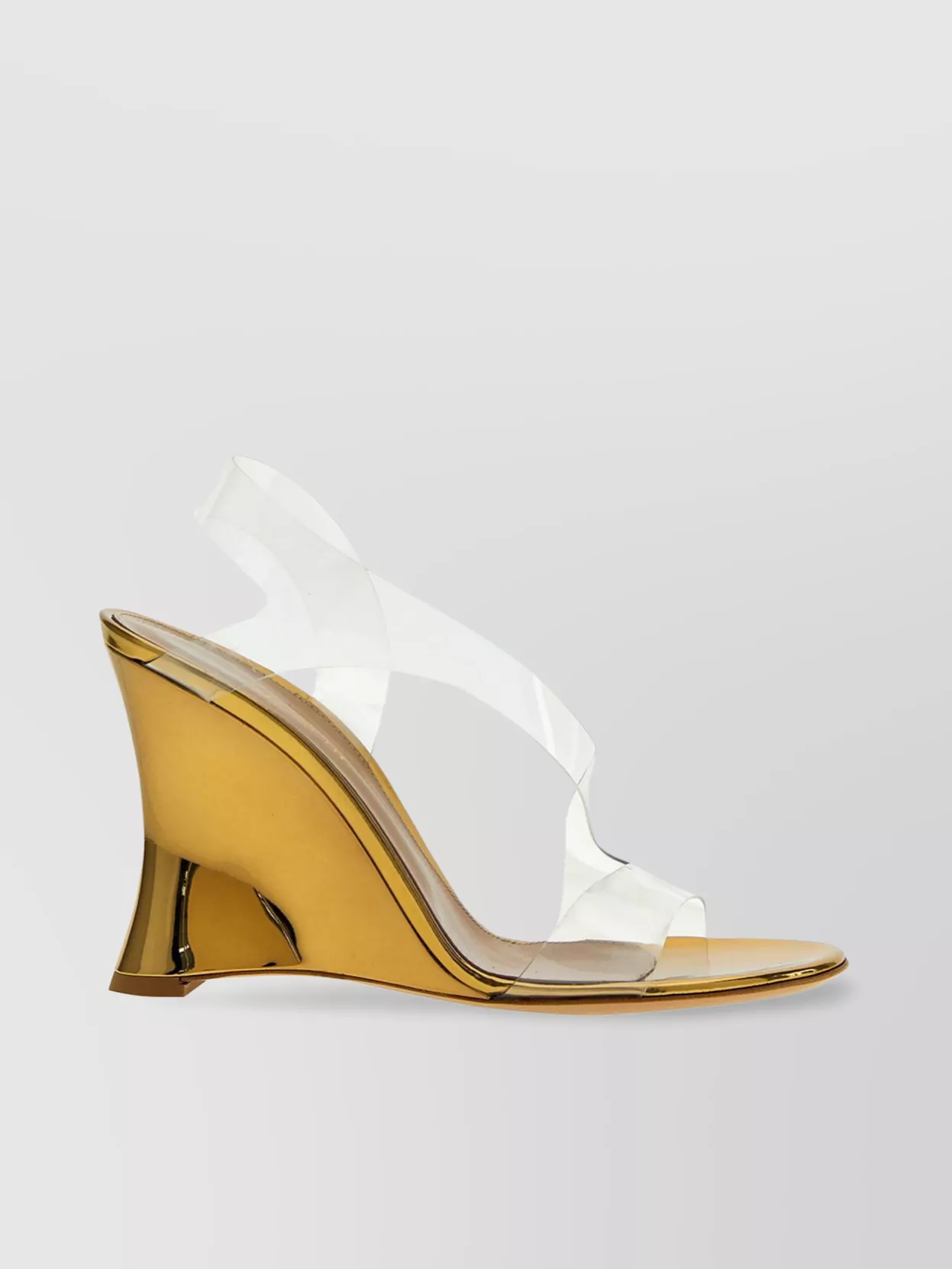 Gianvito Rossi Transparent Wedge Heel Sandals With Gold-tone Accents
