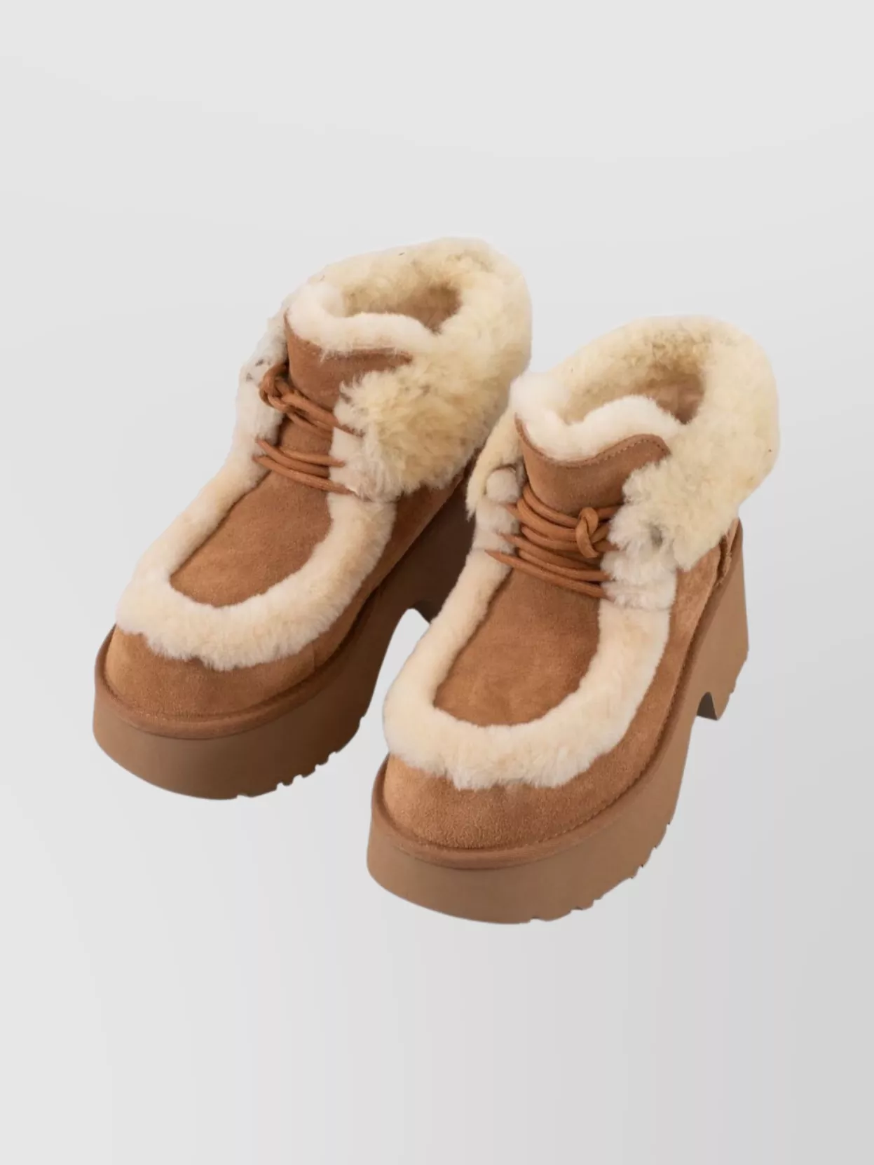 Ugg Sheepskin Lace-Up Platform Ankle Boots