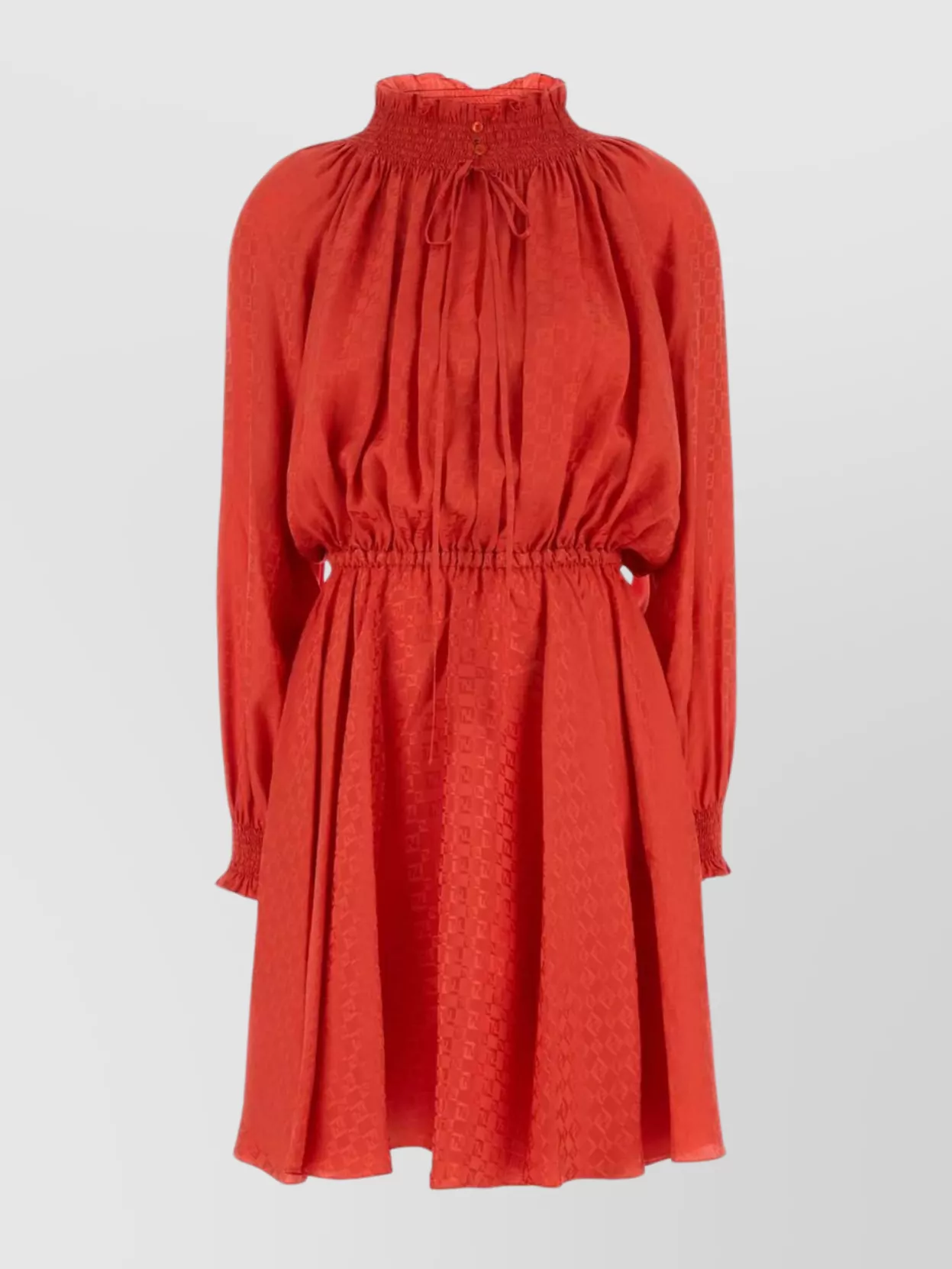 Fendi Mini Silk Dress Elastic Waistband In Red